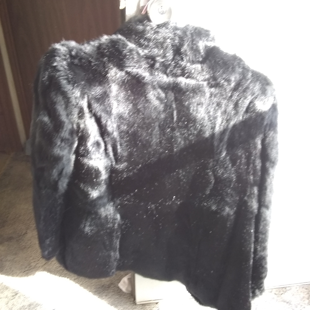 Black Rabbit Coat - Picture 3 of 4